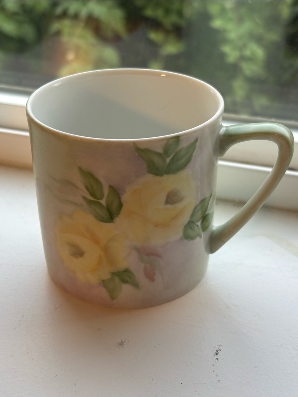 Vintage 1974 Hand-Painted Floral Ceramic Mug -Signed "GK-1974" Retro Cottagecore